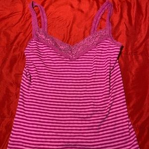 Pink striped express tank top